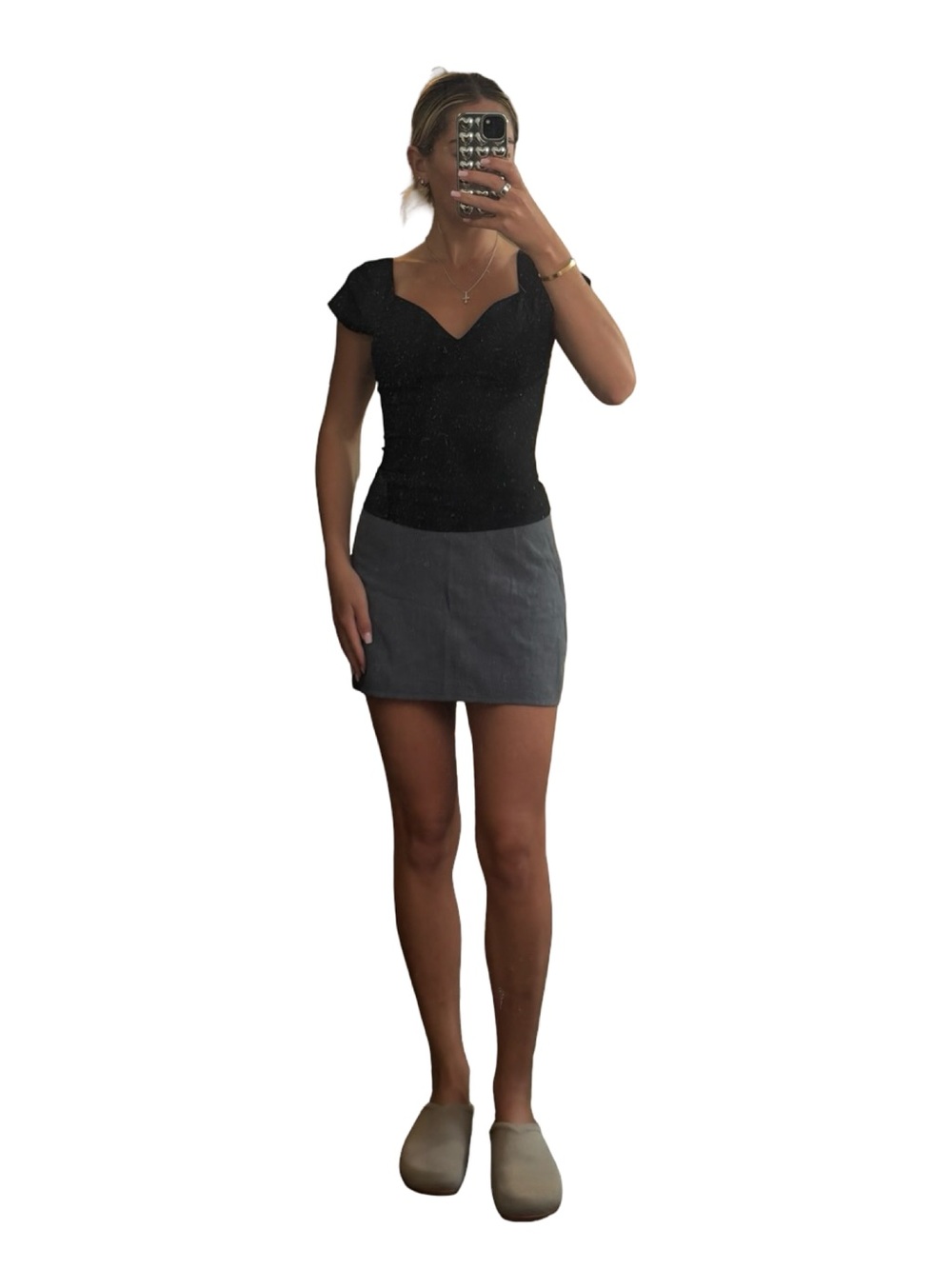 Amazon Black Sweetheart Neck Cap-Sleeve Women's Top